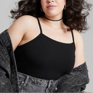 Wild Fable XXL Black Crop Top Plus Velvetish Spaghetti Strap Shirt Tank